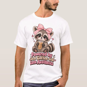 T-shirt Impression de Raton Laveur Coquette Mignonne Buvan