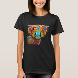 T-shirt Impression de vache des Highlands impression d'ani