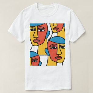 T-shirt Impression de visages abstraits, art géométrique v