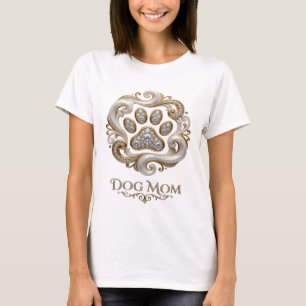T-shirt Impression DOG MOM en or frais