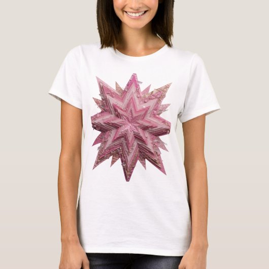 T-shirt Impression étoile rose argentée Snappy (Devant)