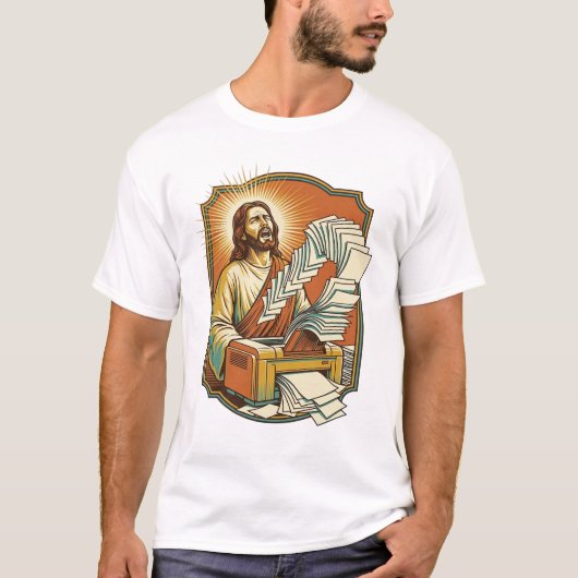 T-shirt Impression feuille Excel Jésus 50 pages blanches H (Devant)