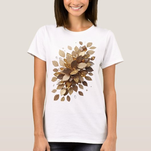 T-shirt Impression iconique argent FEUILLES D'OR (Devant)
