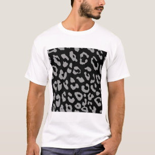 T-shirt Impression léopard noir gris