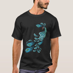 T-shirt Impression Paon Bleu Plumes sarcelles I Paon
