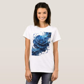 T-shirt Impression Rose Bleue Argentée Crisp (Devant entier)