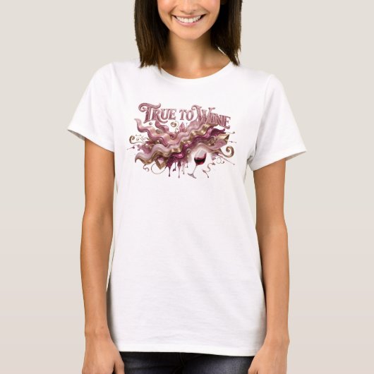 T-shirt Impression Rose Clair VRAI VIN (Devant)