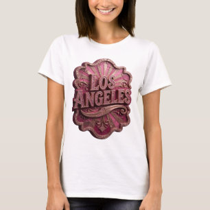 T-shirt Impression Rose Moderne LOS ANGELES