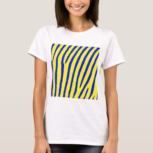 T-shirt Impression zèbre (jaune et bleu) (Devant)