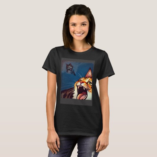 T-shirt Impressionistic Cat Screaming Impressionism Cats (Devant entier)