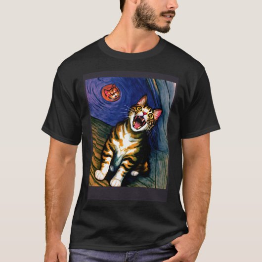 T-shirt Impressionistic Cat Screaming Impressionism Cats (Devant)