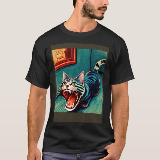 T-shirt Impressionistic  Cat Screaming Impressionism Cats  (Devant)
