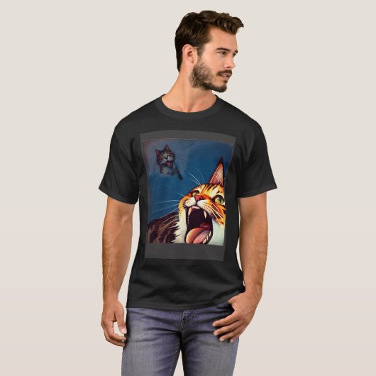 T-shirt Impressionistic Cat Screaming Impressionism Cats (Devant entier)
