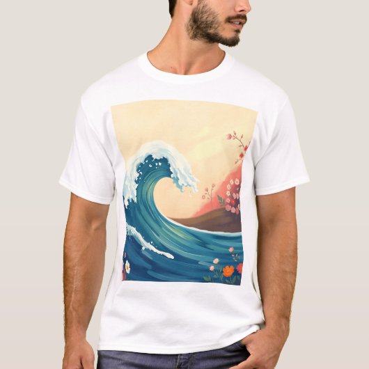 T-shirt Impressionistic Ocean Wave (Devant)