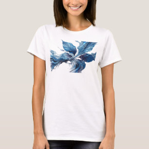 T-shirt Impressionnant motif de feuilles abstraites bleues