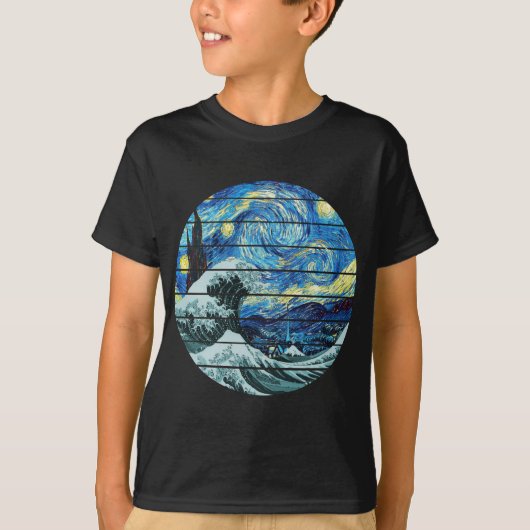 T-SHIRT IMPRESSIONNISME STARRY NIGHT WADE DE L'ART KANAGAW (Devant)