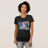 T-shirt Impressionniste Art Poodles Paris Café Femmes Tee (Devant entier)