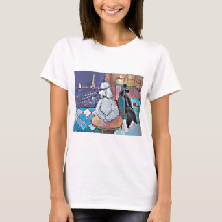 T-shirt Impressionniste Art Poodles Paris Café Tee - shirt