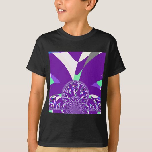 T-shirt Imprimante d'art bleu rétro Cyan Kaleidoscope (Devant)