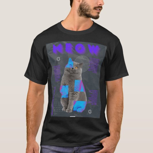 T-shirt Imprimantes d'art chat moderne (Devant)