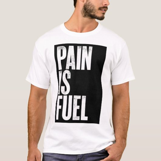 T-Shirt Imprimé avec Texte Douleur est Carburant (Devant)