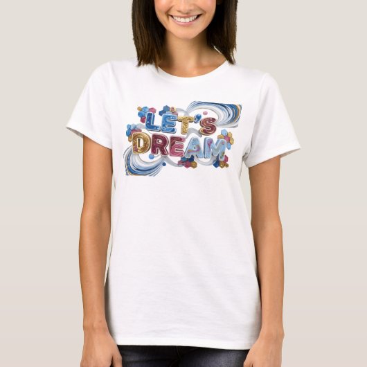 T-shirt Imprimé bleu Statement LET'S DREAM (Devant)