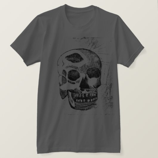 T-shirt imprimé bloc de bois de crâne (Design devant)