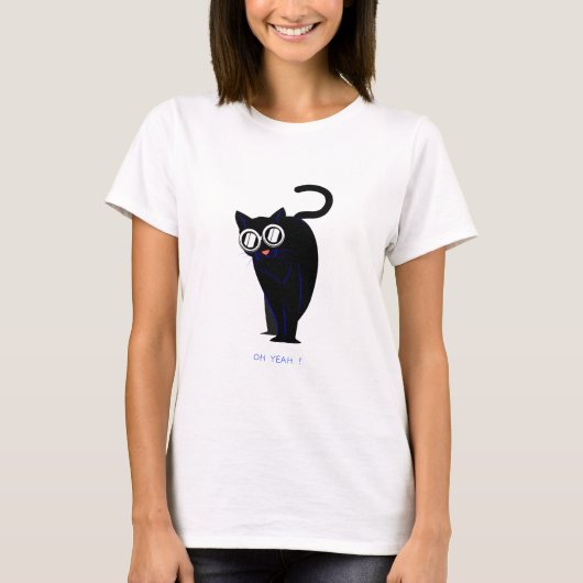 T-Shirt Imprimé Chat Lunettes (Devant)