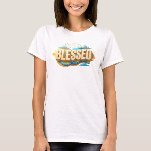 T-shirt Imprimé créatif BLESSED élégant (Devant)