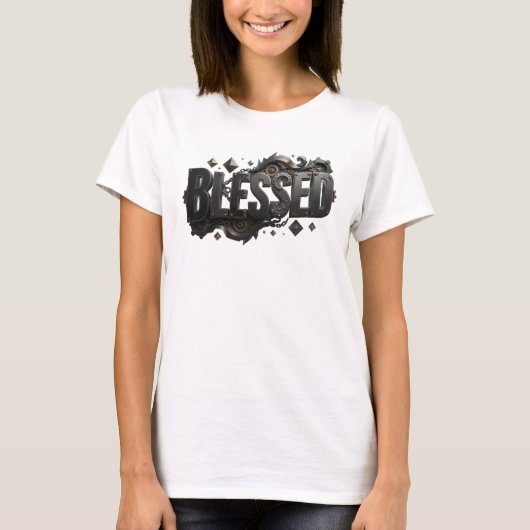 T-shirt Imprimé créatif BLESSED ludique (Devant)