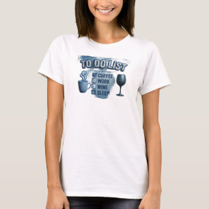T-shirt Imprimé Créatif BLEU VIBRANT CAFE PUIS VIN