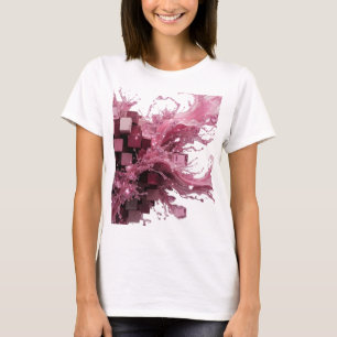 T-shirt Imprimé d'art abstrait argenté élégant v2