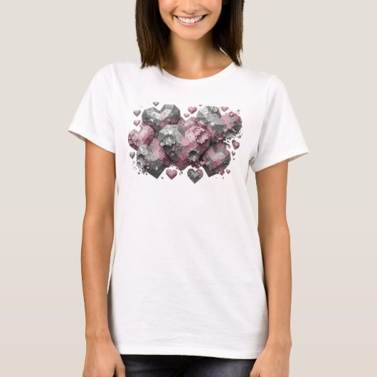 T-shirt Imprimé d'art abstrait rouge chic (Devant)