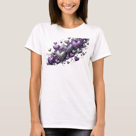 T-shirt Imprimé d'art abstrait violet chic (Devant)