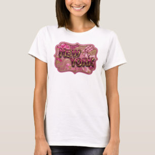 T-shirt Imprimé de design NEW YORK rose propre