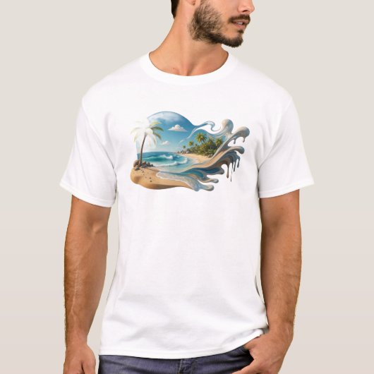 T-shirt Imprimé de mode ABSTRAIT de PLAGE gras (Devant)