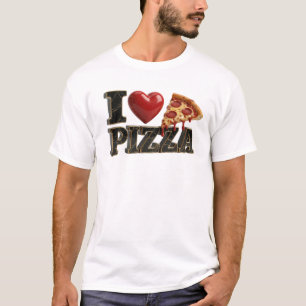 T-shirt Imprimé de mode J'ADORE PIZZA Bleu élégant
