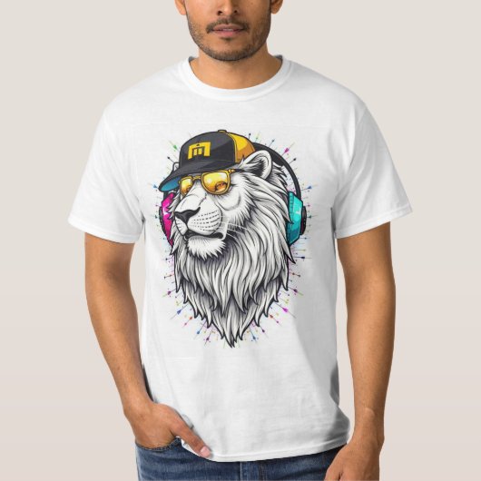 T-Shirt Imprimé Face De Lion Majestic - Cou Rond (Devant)