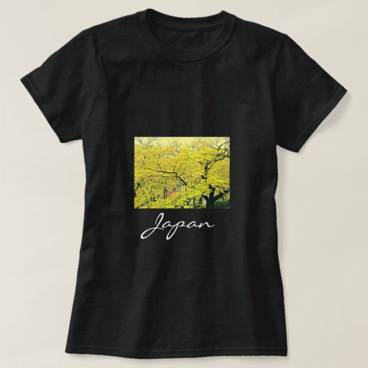 T-shirt imprimé japonais jaune gingko (Design devant)