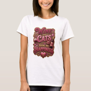 T-shirt Imprimé Or Tendance LE VIN ET LES CHATS M'APPORTEN