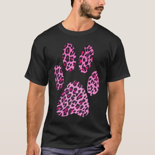 T-shirt Imprimé patte de léopard rose chat guépard jaguar  (Devant)