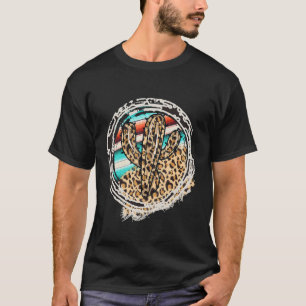 T-shirt Imprimé Sérigraphié Cactus Motif Léopard Cowgirl R