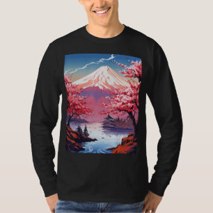 T-shirt Imprimerie du paysage japonais du Mont Fuji