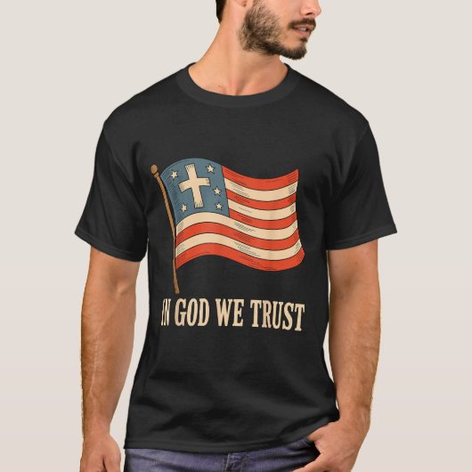 T-shirt In God We Trust American Flag Cross Faith 4th Of J (Devant)