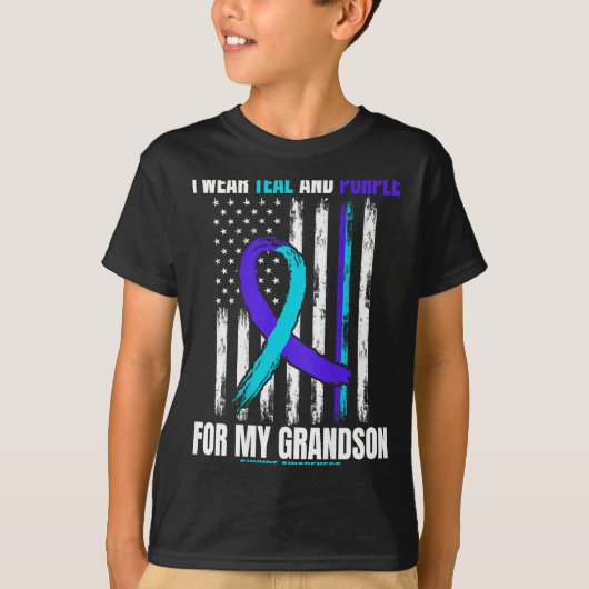 T-shirt In Memory Of My Grandson Suicide Awareness Flag Ba (Devant)