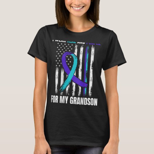 T-shirt In Memory Of My Grandson Suicide Awareness Flag Ck (Devant)