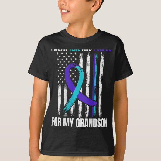 T-shirt In Memory Of My Grandson Suicide Awareness Flag Ck (Devant)