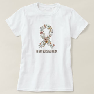 T-shirt In My Survivor Era, Wildflower Boho Breast Cancer 
