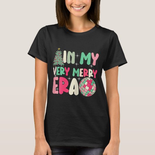 T-shirt In My Very Merry Era - Cute Groovy Xmas  (Devant)