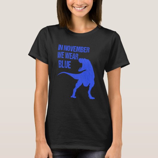 T-shirt In November We Wear Blue Rex Dinosaur Diabetes Awa (Devant)